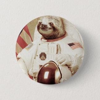 Astronaut Sloth 6 Cm Round Badge
