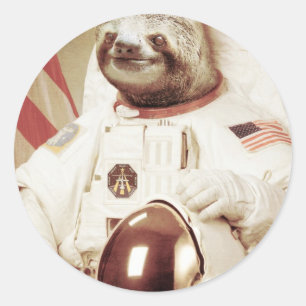 Astronaut Sloth Classic Round Sticker