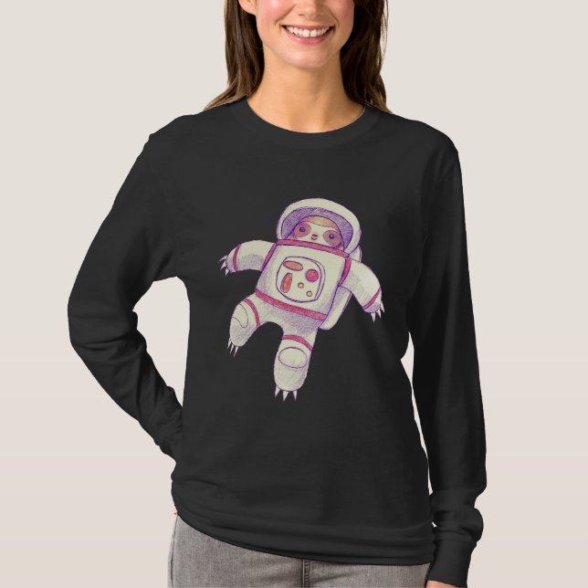 Astronaut Sloth Drawing T-Shirt (Front)