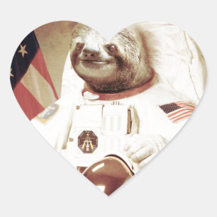 Astronaut Sloth Heart Sticker
