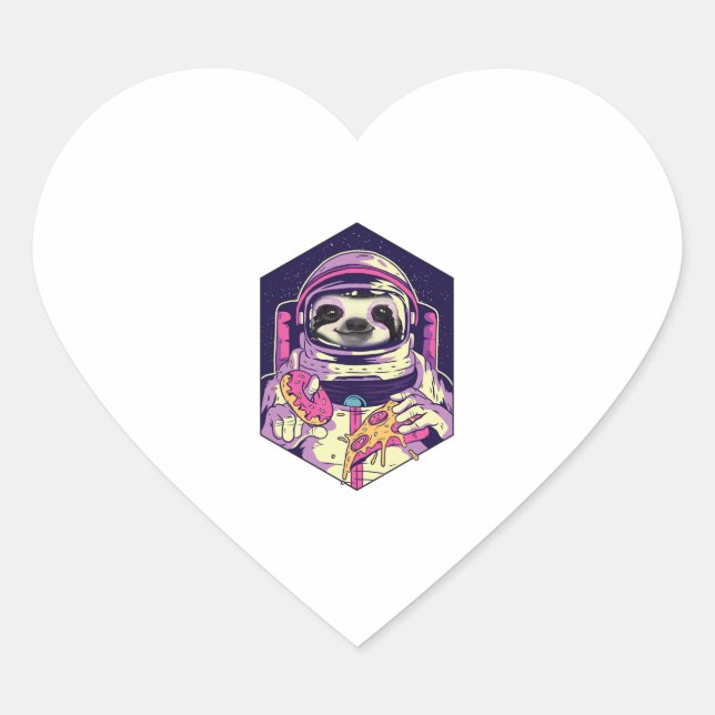 Astronaut sloth  heart sticker (Front)