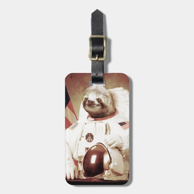 Astronaut Sloth Luggage Tag (Front Vertical)