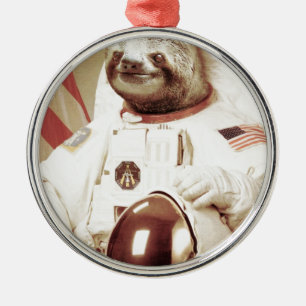Astronaut Sloth Metal Tree Decoration