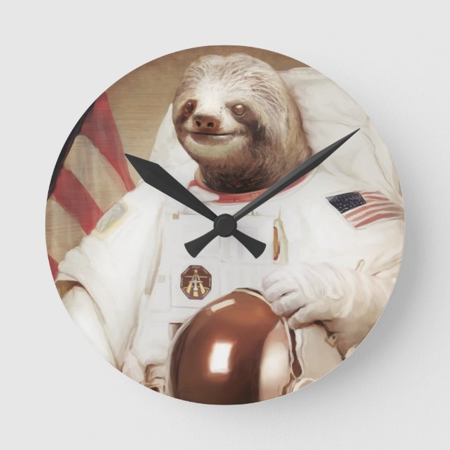 astronaut sloth round clock (Front)