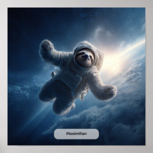 Astronaut Sloth Space Surreal Animal Personalized Poster