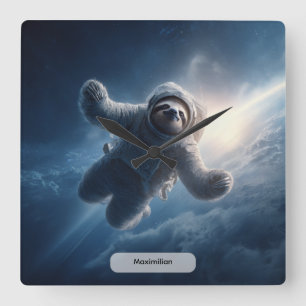 Astronaut Sloth Space Surreal Animal Personalized Square Wall Clock