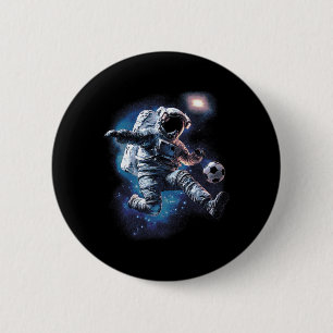 Astronaut Soccer Ball Sport Lover Outer Space Scie 6 Cm Round Badge
