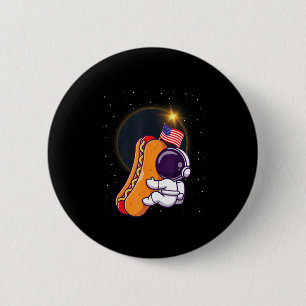 Astronaut Solar Eclipse Hotdog Us Flag Funny Uni E 6 Cm Round Badge