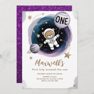 Astronaut Space 1st Birthday Invitation