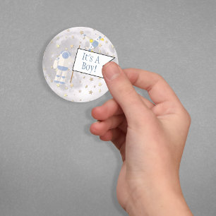 Astronaut Space Baby Moon It's A Boy! Classic Round Sticker
