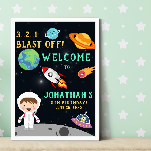 Astronaut Space Birthday Blast Off Theme" Poster (Creator Uploaded)
