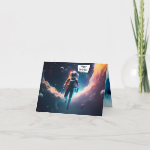 Astronaut Space Birthday Folded Greeting Card