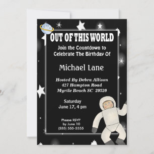 Astronaut Space  Birthday Invitation