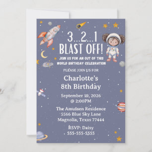 Astronaut Space Birthday Invitation