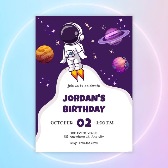 Astronaut space birthday invitation (Creator Uploaded)
