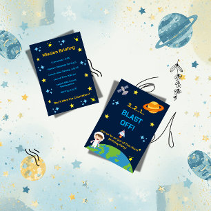Astronaut Space Birthday Invite   3 2 1 Blast Off