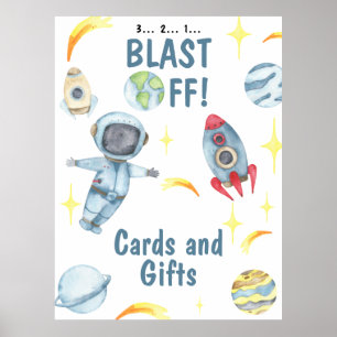 Astronaut Space Birthday Party Cards & Gifts Poster