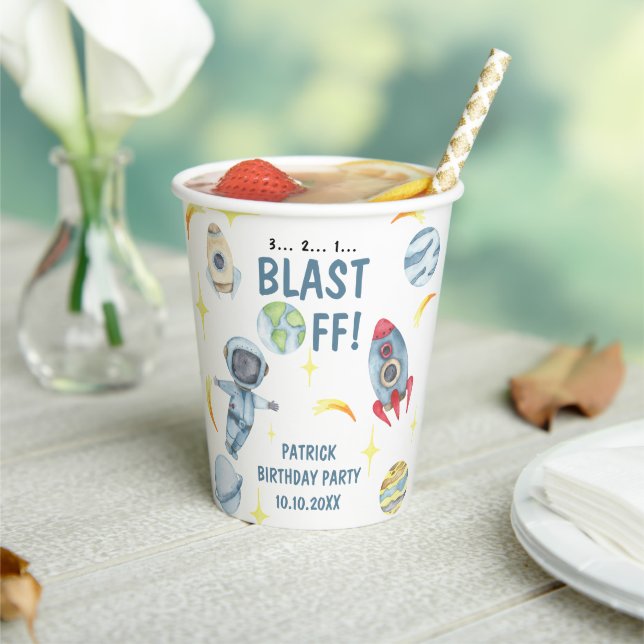 Astronaut Space Birthday Party  Paper Cups (Insitu)