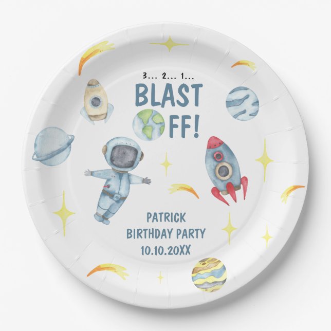 Astronaut Space Birthday Party  Paper Plate (Front)