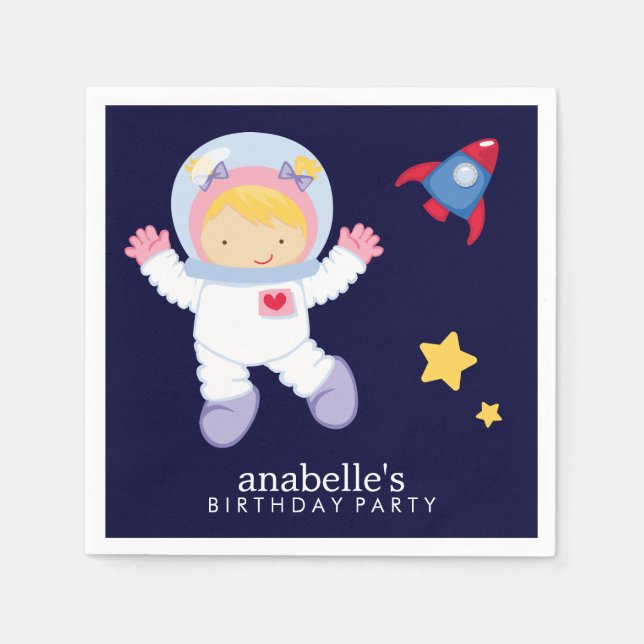 Astronaut Space Birthday Party Personalised Napkin (Front)