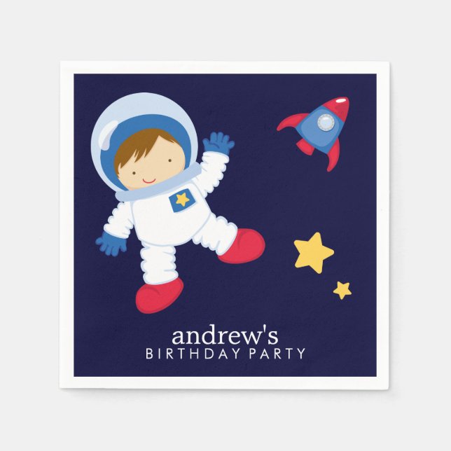 Astronaut Space Birthday Party Personalised Napkin (Front)