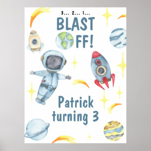 Astronaut Space Birthday Party Poster