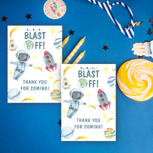 Astronaut Space Birthday Party Thank You Card