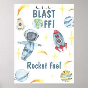 Astronaut Space Birthday Rocket fuel Poster