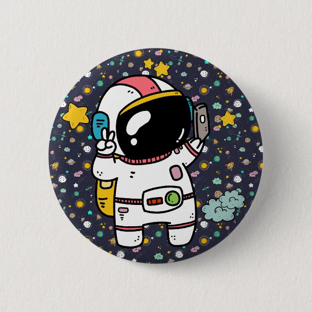 Astronaut Space Cartoon  6 Cm Round Badge (Front)