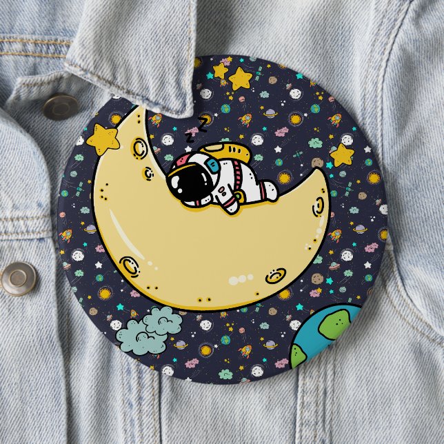Astronaut Space Cartoon  6 Cm Round Badge (In Situ)
