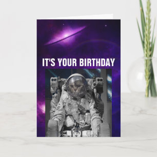 ASTRONAUT SPACE CAT BIRTHDAY CARDS