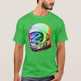 Astronaut Space Cat digital rainbow version funny T-Shirt