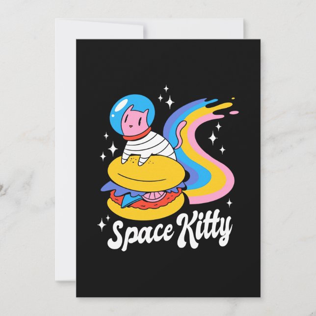 Astronaut Space Cat Invitation (Front)