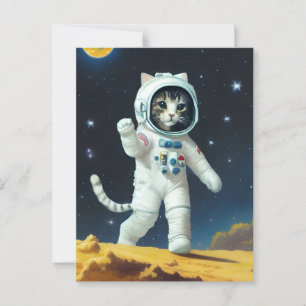 Astronaut space cat postcard