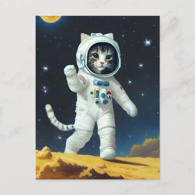 Astronaut space cat postcard (Front)