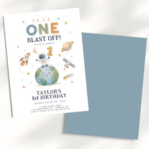Astronaut Space Countdown 1st Birthday Invitation