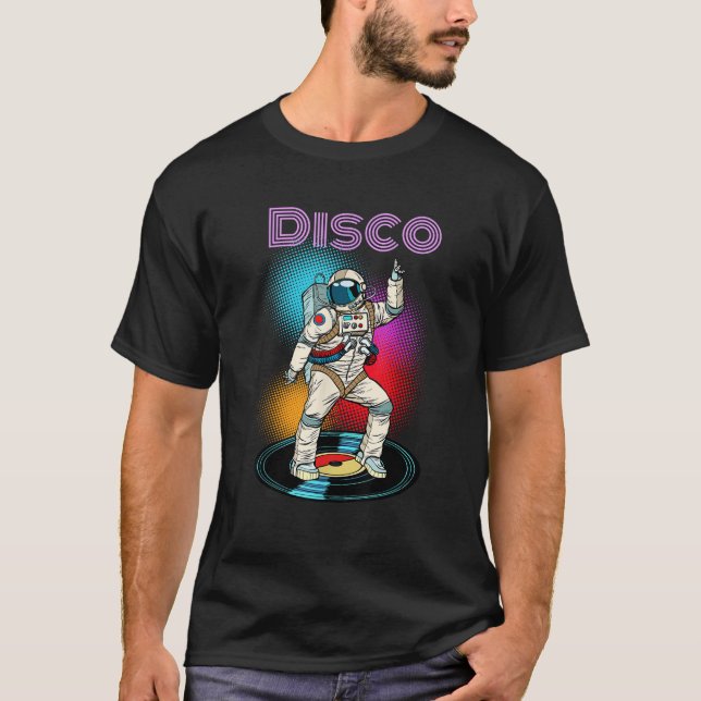 Astronaut Space Disco Dancing Novelty Graphic Cool T-Shirt (Front)