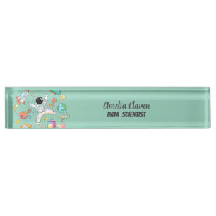 Astronaut Space Doodle Data Scientist Nameplate