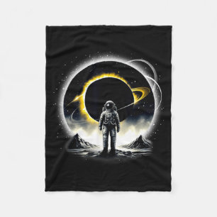 Astronaut Space Eclipse Planet Science Illustratio Fleece Blanket