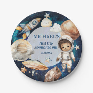 Astronaut Space First Trip Around The Sun Birthday Paper Plate