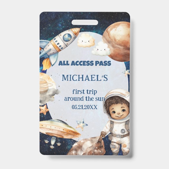 Astronaut Space First Trip Around The Sun ID Card Badge (Front)