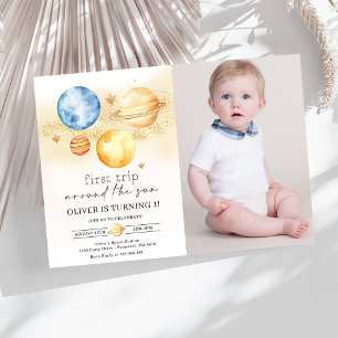 Astronaut Space First Trip Around The Sun Photo Invitation