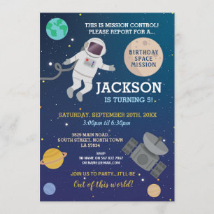 Astronaut Space Galaxy Birthday Party Space Invitation