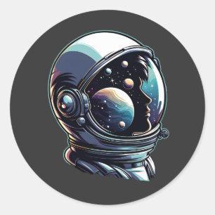 Astronaut Space Helmet Classic Round Sticker