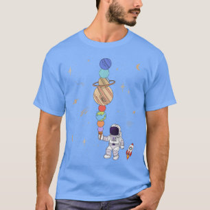 Astronaut Space Ice Cream Planets Galaxy Astronomy T-Shirt