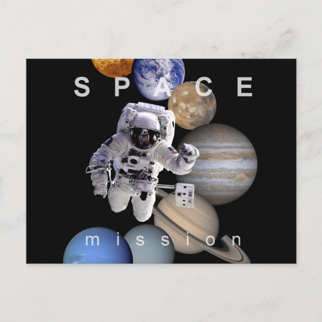 astronaut space mission solar system planets postcard (Front)