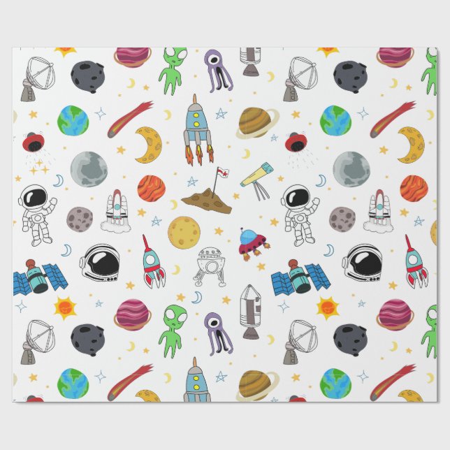 Astronaut space pattern wrapping paper (Flat)