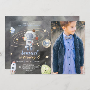 Astronaut Space Planets Birthday Invitation