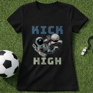 Astronaut Space Soccer Kick Funny Design T-Shirt