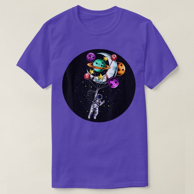 Astronaut Space Spaceman Moon Mars Balloons Planet T-Shirt (Design Front)